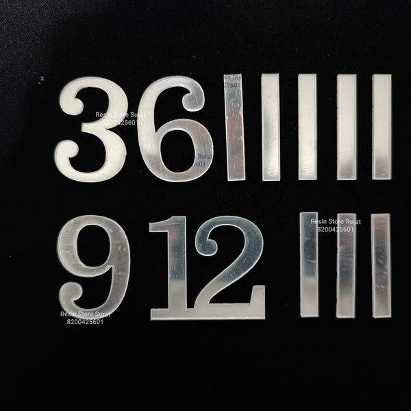 1.5 inch English number With Stick Silver