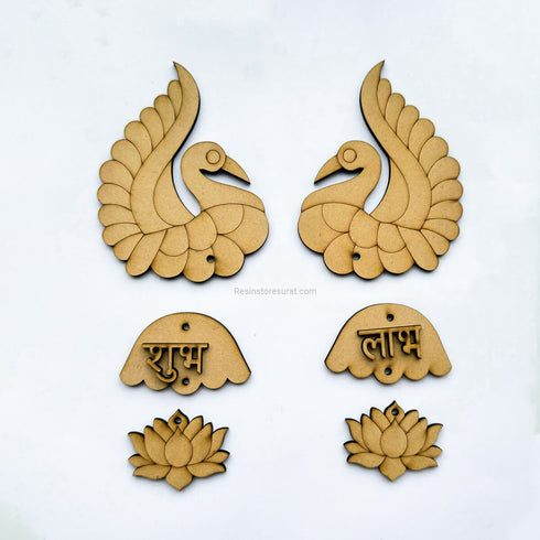 Diwali Shubh Labh Hanging Mdf Cutout D | Shubh Labh - Mayura pair hanging
