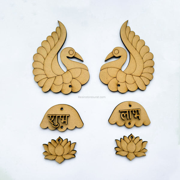 Diwali Shubh Labh Hanging Mdf Cutout D | Shubh Labh - Mayura pair hanging