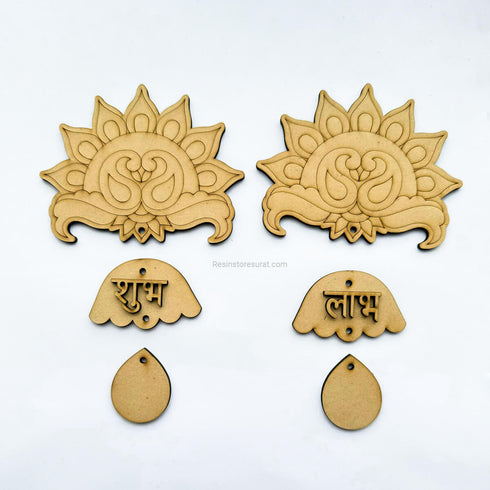 Diwali Shubh Labh Hanging Mdf Cutout D | Shubh Labh - Divine peacock