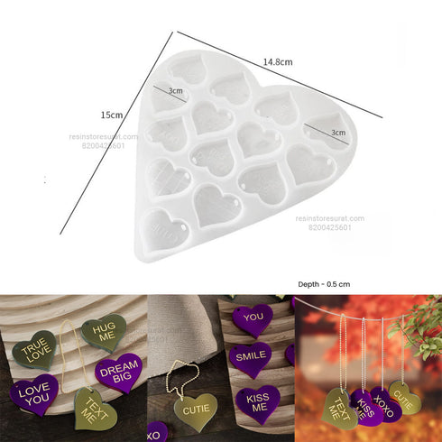 14 in 1 Heart Cavity Keychain Mould