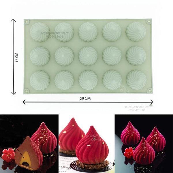 15 Cavity Modak Mould for DIY Concrete Art, Resin Crafts, Soap Making, Candle Mould
