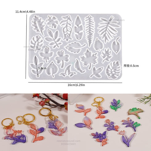 21 in 1 Leaf Pendant, Jewelry,Keychain, Earring Silicone Mold - L21