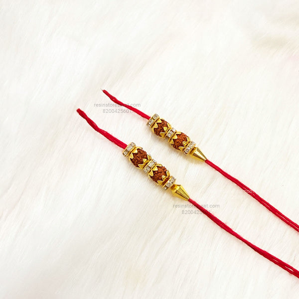 2 Rudrax Beads Readymade Rakhi Thread - RT2 (5 Pair)