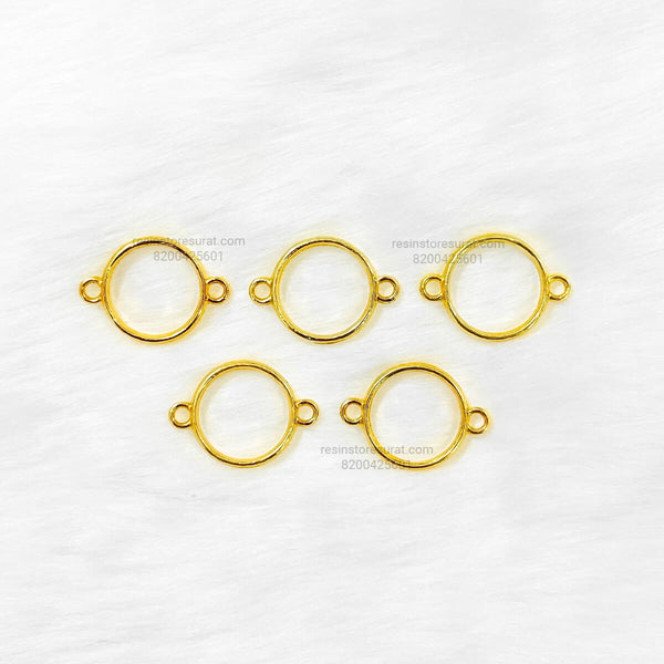2 Side Hook Round rakhi Bezel Gold - 5 Pcs