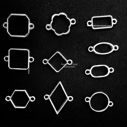 2 Side Hook Silver Bezel Set