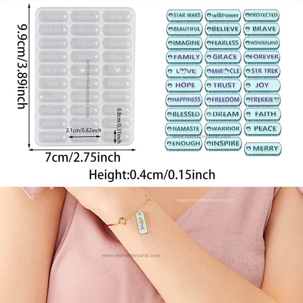 30 Cavity Small Inspirational Word Resin Mould