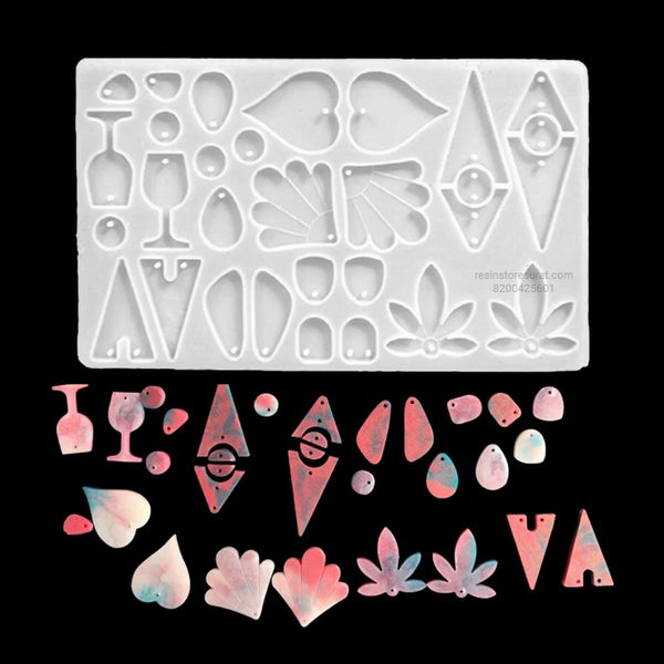 30 Cavity Maple Leaf Heart Geometric Jewellery & Keychain Mould