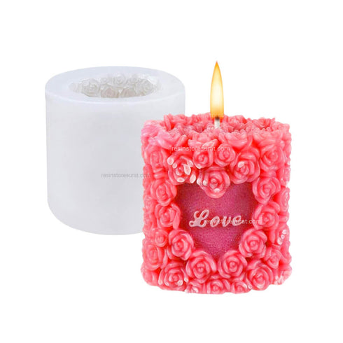 3D Love Rose Piller Candle Mould