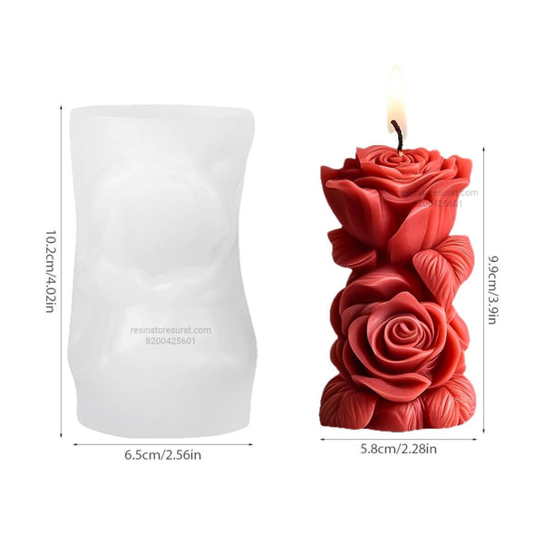 3D Rose Pillar Candle Handmade Mould - 245