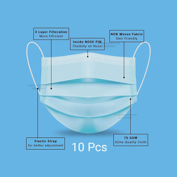 3 Layer Face Mask - 10 Pcs