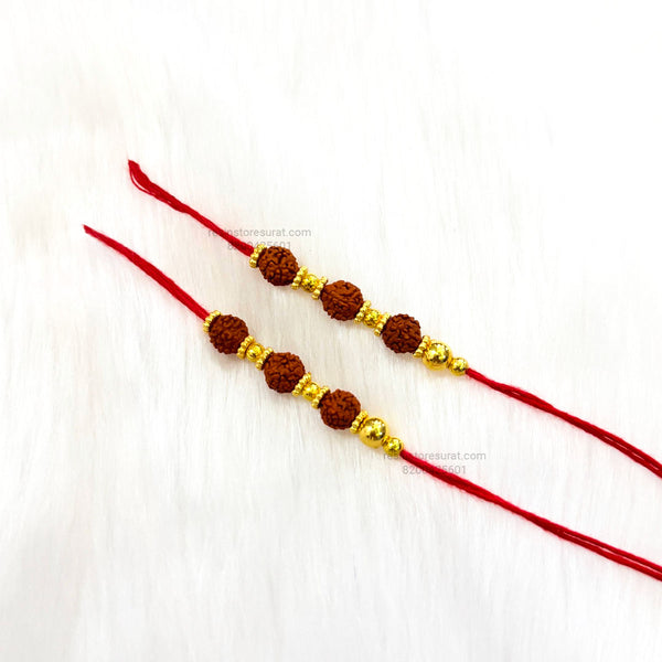 3 Rudrax Beads Readymade Rakhi Thread - RT1 (5 Pair)