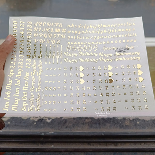 Calendar Embossed Sticker Sheet - A5