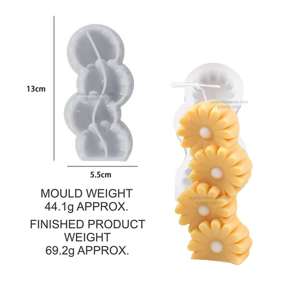 4 Daisy Flower Candle Mold