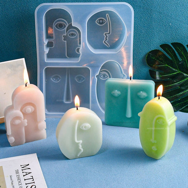 4 Cavity Abstract Face Shape Candle Mould