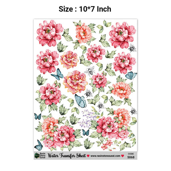 Flower Water Transfer Sticker - 5068