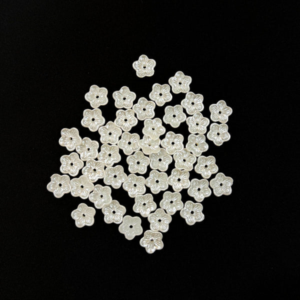 Small White 5 Petal Flower Beads - B27