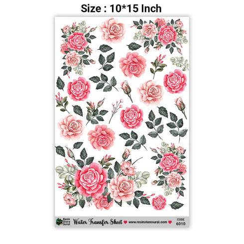 A4 Flower Water Transfer Sticker - 6010
