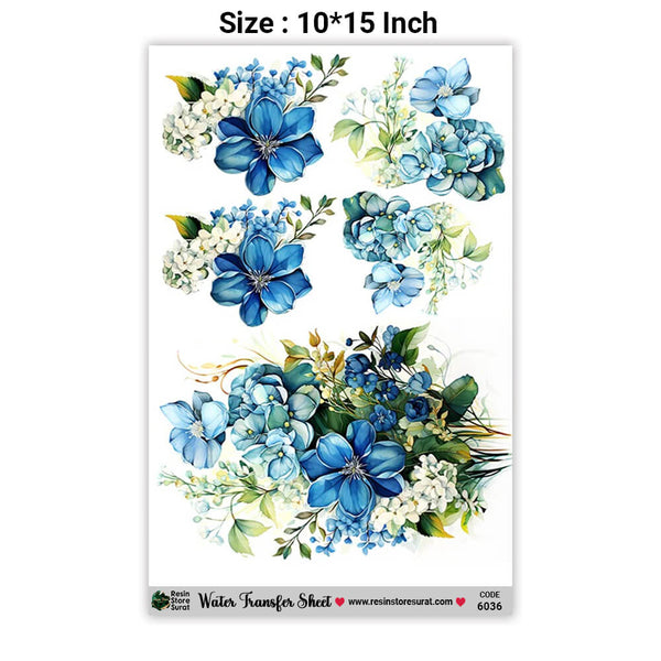 A4 Flower Water Transfer Sticker - 6036