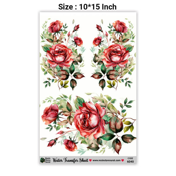 A4 Flower Water Transfer Sticker - 6040