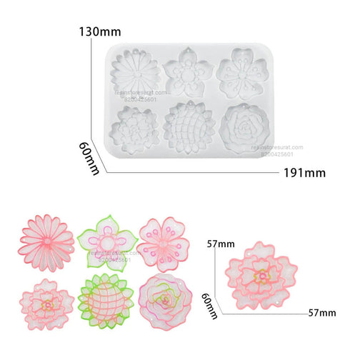6 Cavity Floral Keychain & Pendant Mould