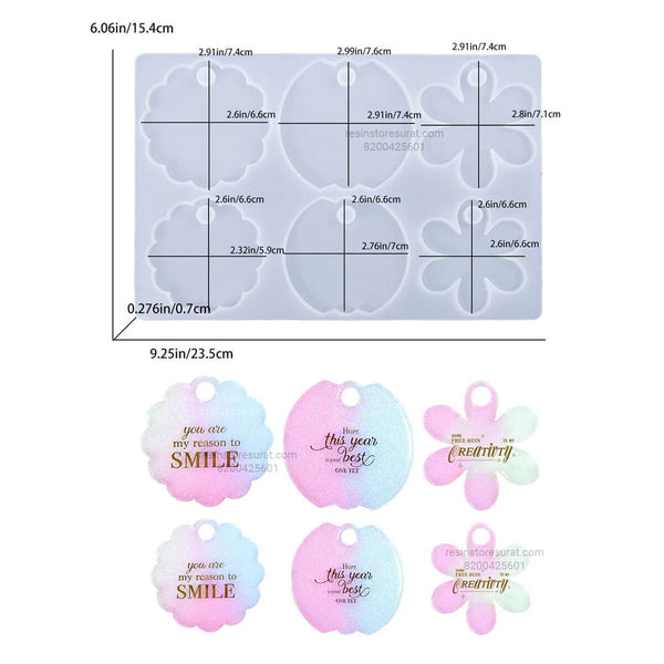 6 Cavity Flower Shape keychain Mould