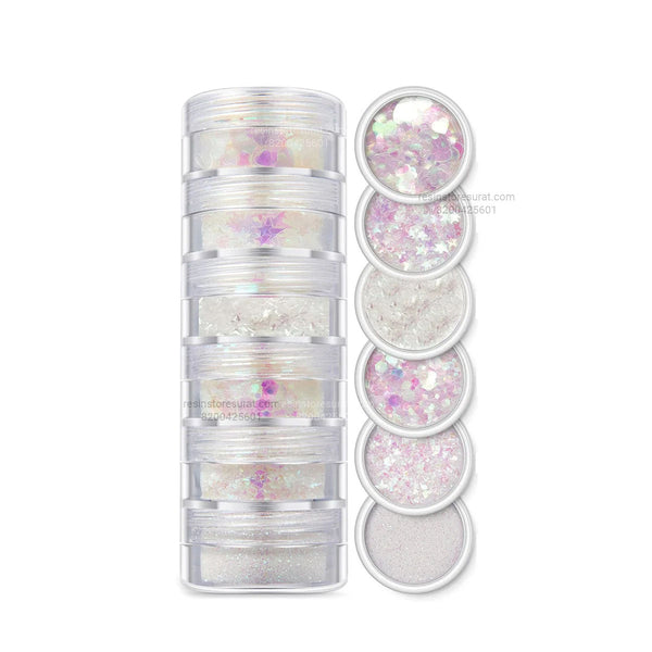 6 in 1 Glitter & Holo chunk Rainbow - SG03