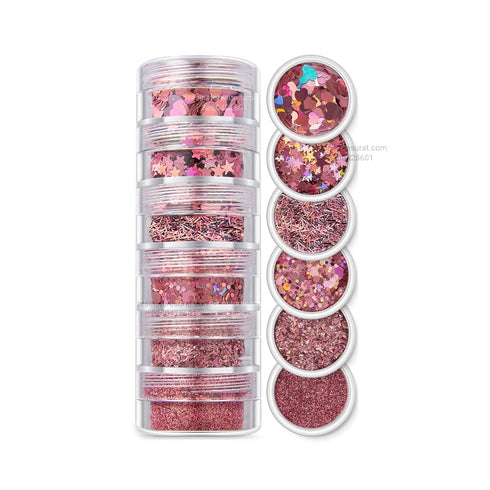 6 in 1 Glitter & Holo chunk Pink - SG05