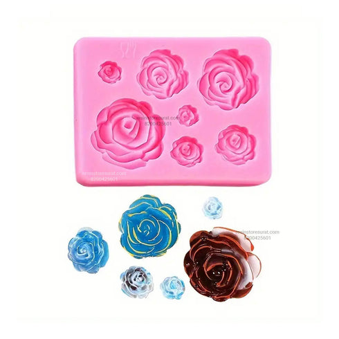 Handmade 7 Cavity 3D Flower Candle Mould-094
