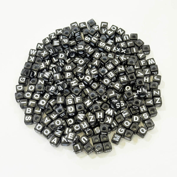 Alphabet Black White Square Beads