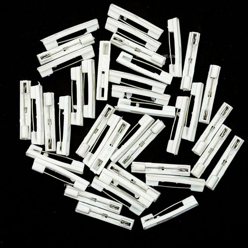 White Plastic Badge Pin - 2 Pcs