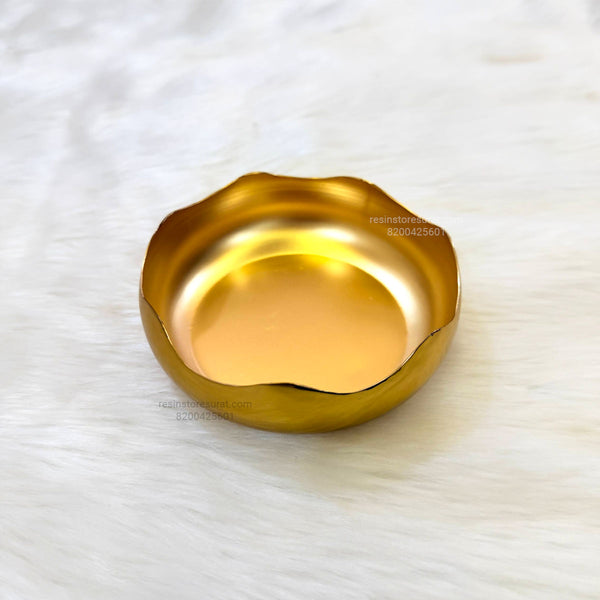 Agate shape Round Metal Urli Bowl Candle - D