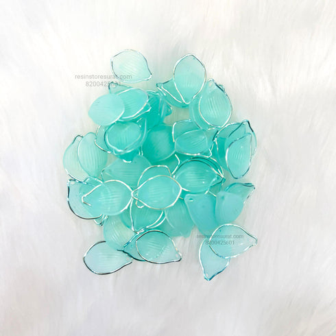Aqua Blue Flower Petal Silver