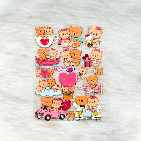 Bear 3D UV Sticker Sheet - A6