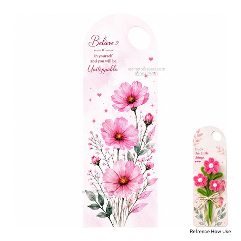 Believe in Yourself Design Pink Floral Bouquet Flower Card with Handle - 009
