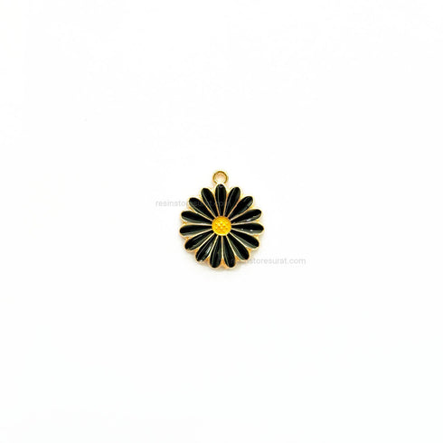 Black Daisy Flower Charm