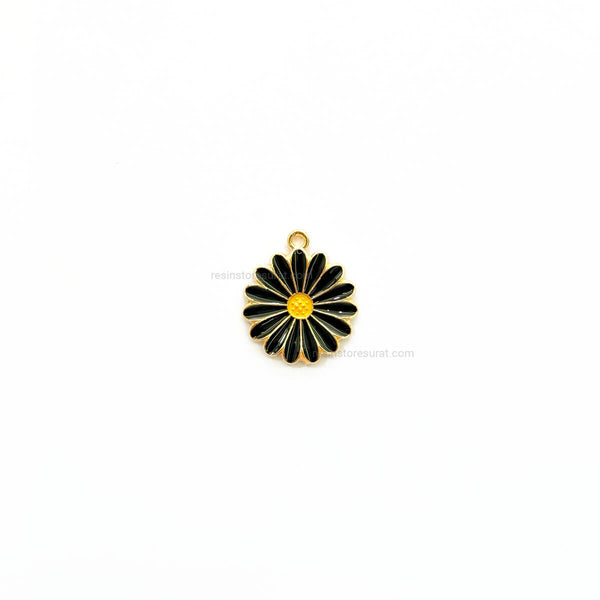 Black Daisy Flower Charm