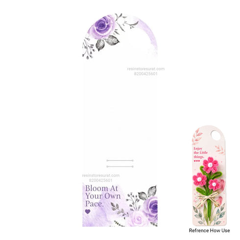 Bloom At Your Own Pace Design Purple Rose Floral Bouquet Flower Card with Handle - 010
