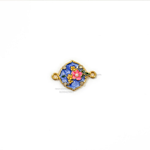 Blue Floral Enamel Rakhi Charm