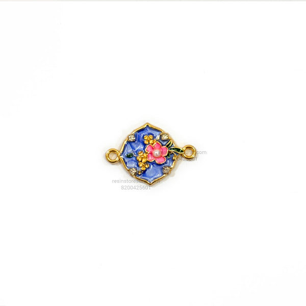 Blue Floral Enamel Rakhi Charm