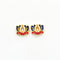 Blue Lotus Meenakari Red Leaf Gold Charm D24 - 2 Pcs