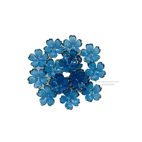 Blue Acrylic Cherry Blossom Flower Beads