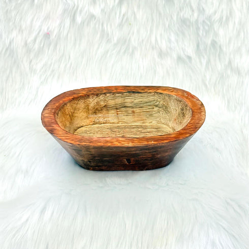 Boat Shape Wooden Candle Bowl