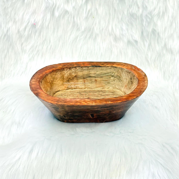 Boat Shape Wooden Candle Bowl