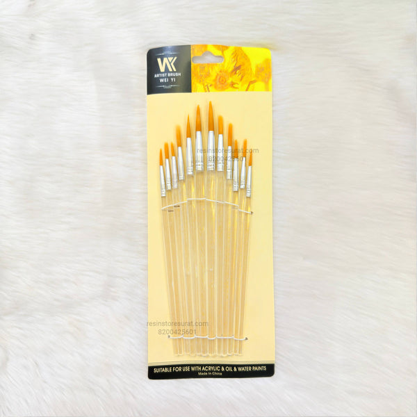 12 Pc Round Brush Clear Handle Set