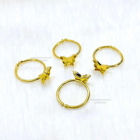 Resin Butterfly Adjustable Bezel Ring Base - Gold