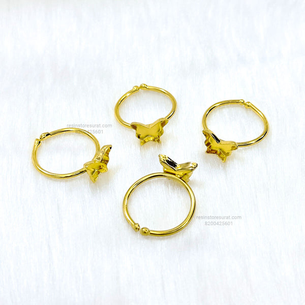 Resin Butterfly Adjustable Bezel Ring Base - Gold