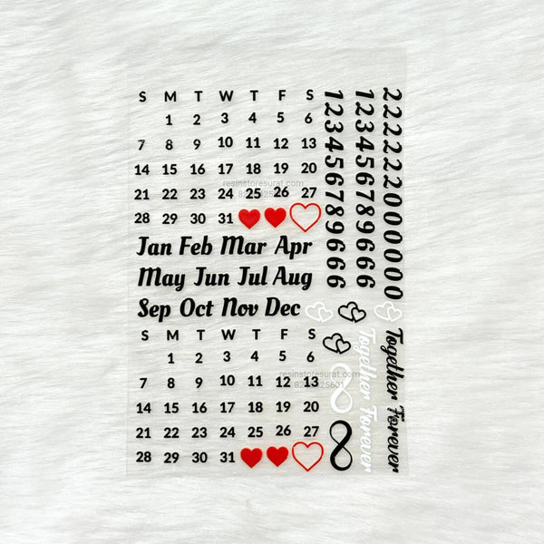 Calendar 3D UV Sticker Sheet - A6