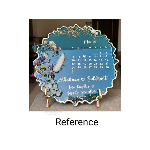 Calendar with couple name Custom Metal Sticker - B