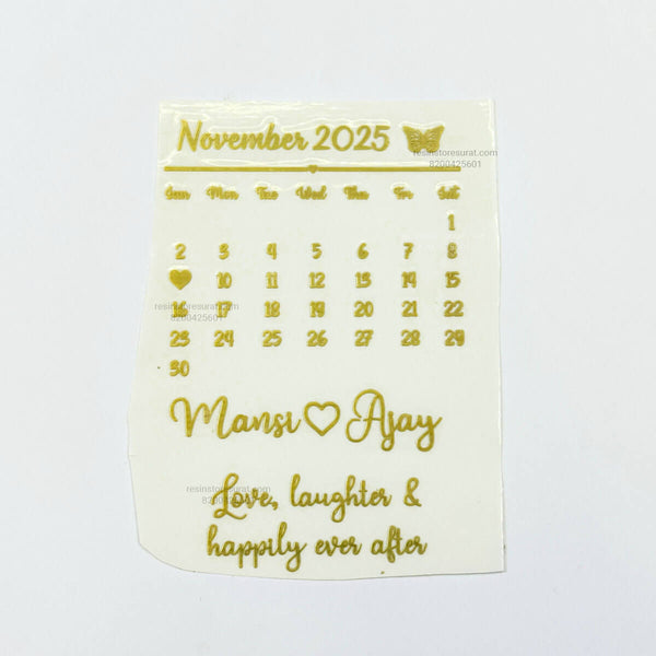 Calendar with couple name Custom Metal Sticker - B